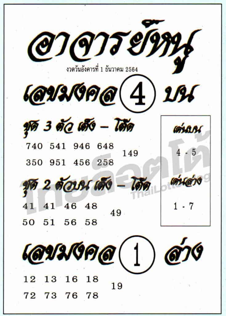 หวยซอง หวยอาจารย์หนู-011264