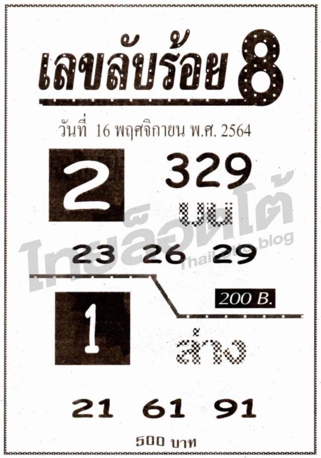 หวยซอง หวยเลขลับร้อย8-161164