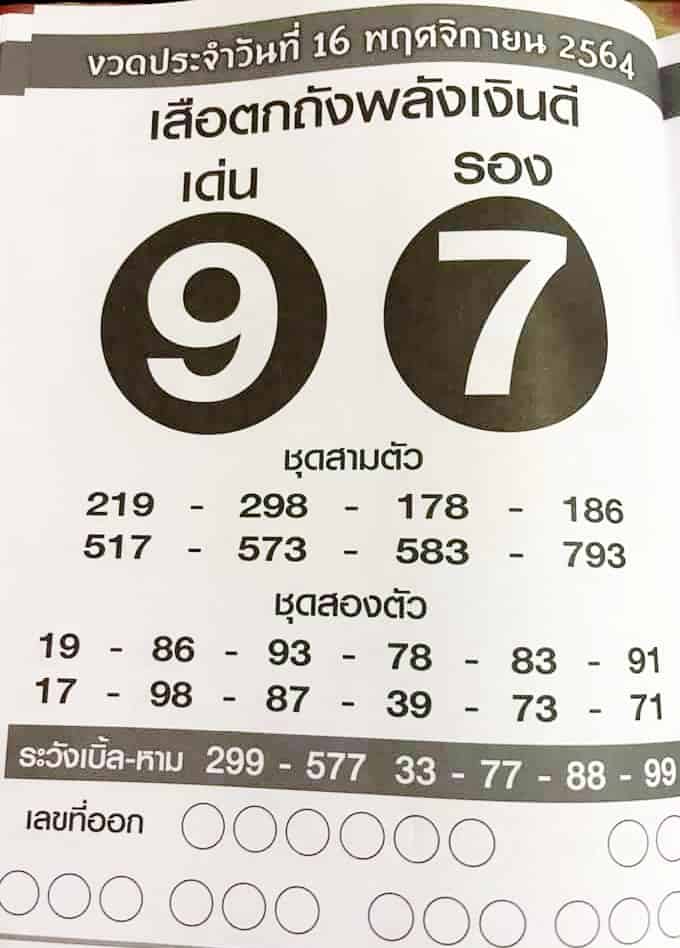 หวยซอง หวยเสือตกถัง-161164
