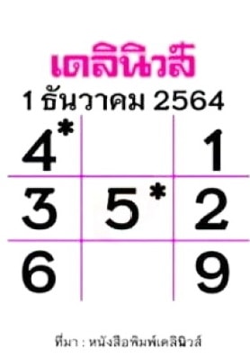 หวยหนังสือพิมพ์ หวยเดลินิวส์-011264