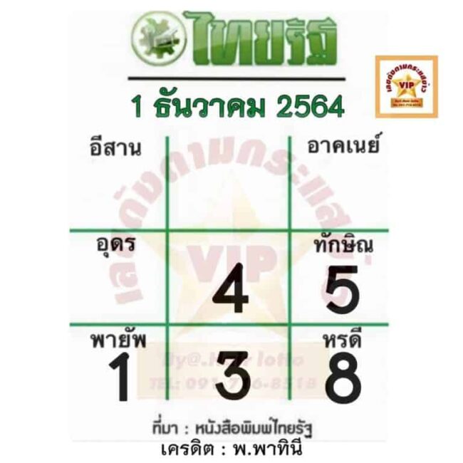 หวยหนังสือพิมพ์ หวยไทยรัฐ-011264