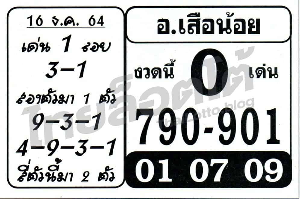 หวยซอง หวยอาจารย์เสือน้อย-161264