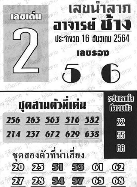 หวยซอง หวยอาจารย์ช้าง-161264