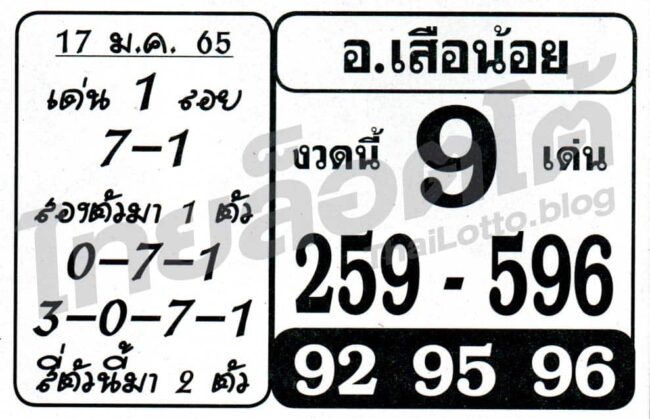 หวยซอง หวยอาจารย์เสือน้อย-170165