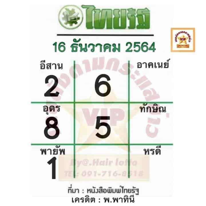 หวยหนังสือพิมพ์ หวยไทยรัฐ-161264