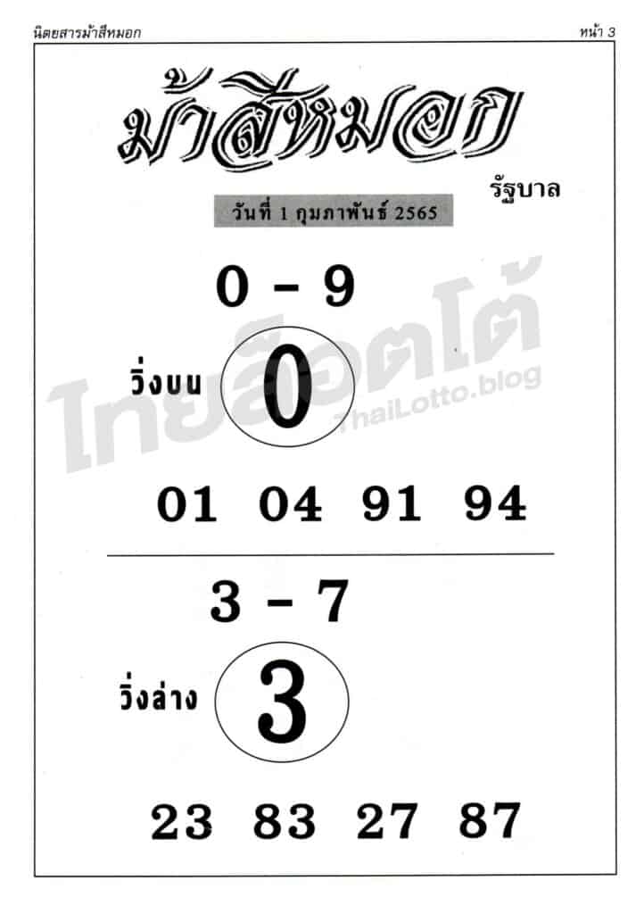 หวยซอง-หวยม้าสีหมอก-010265