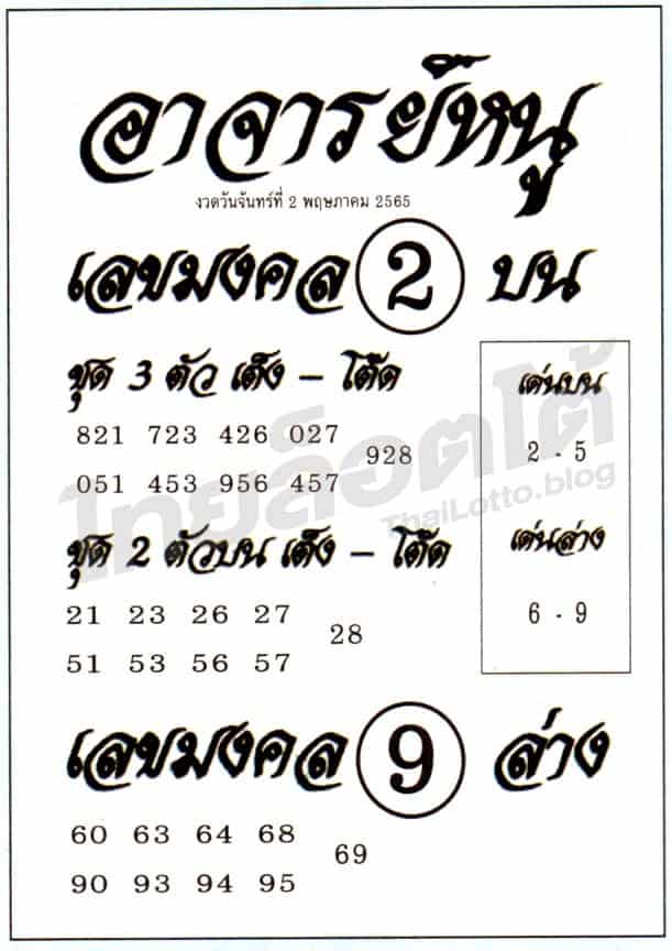 หวยซอง หวยอาจารย์หนู-020565