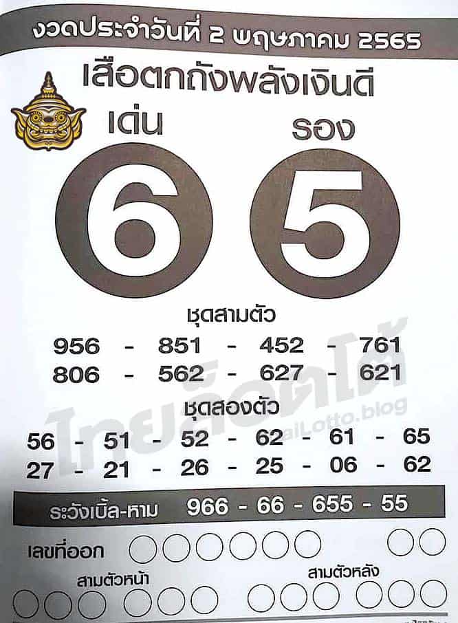 หวยซอง หวยเสือตกถัง-020565