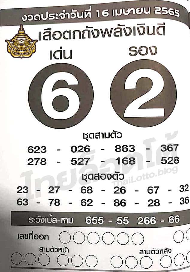 หวยซอง หวยเสือตกถัง-160465