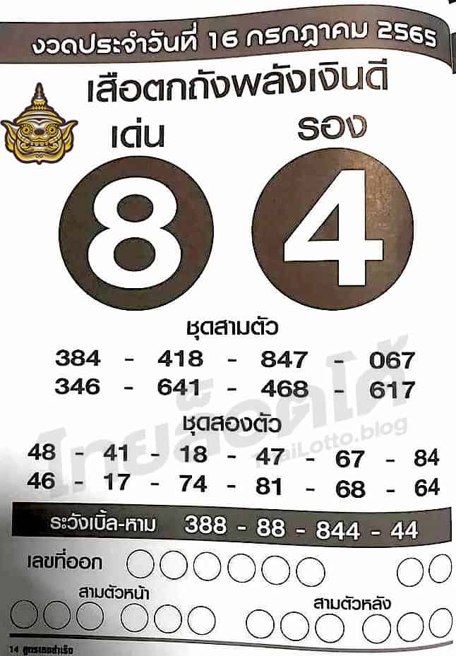 หวยซอง หวยเสือตกถัง-160765