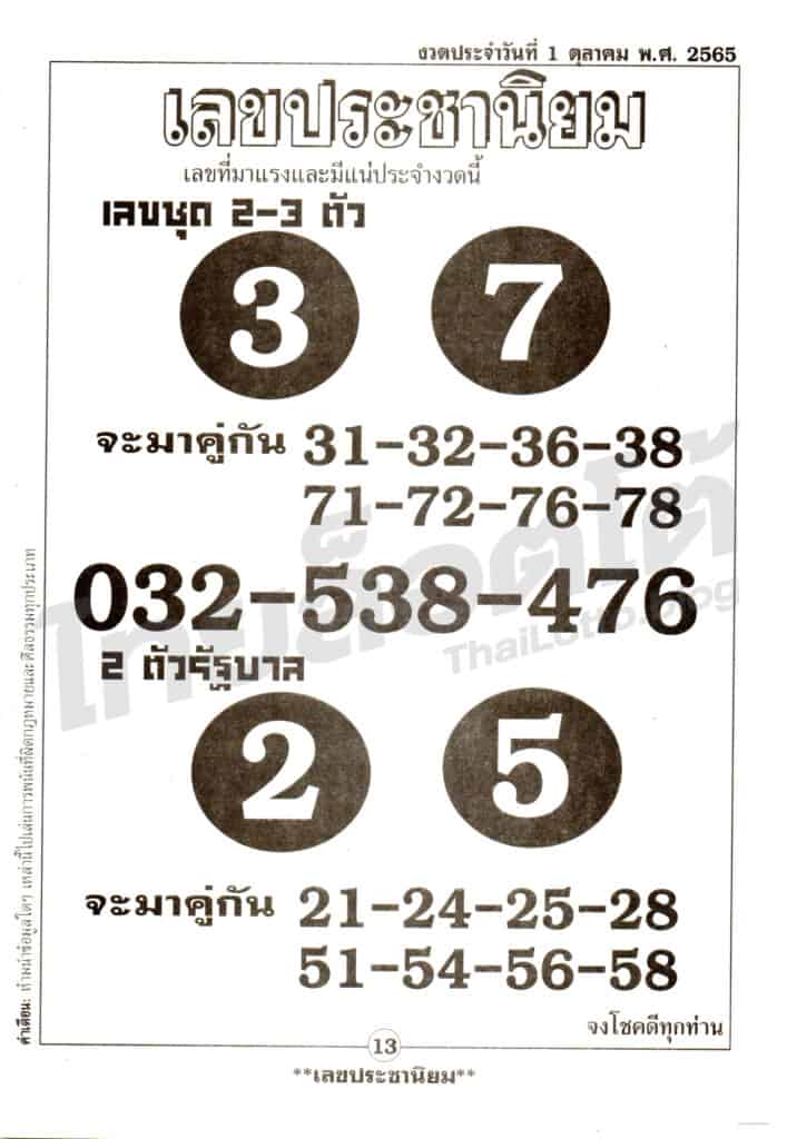 หวยซอง หวยเลขประชานิยม1-011065
