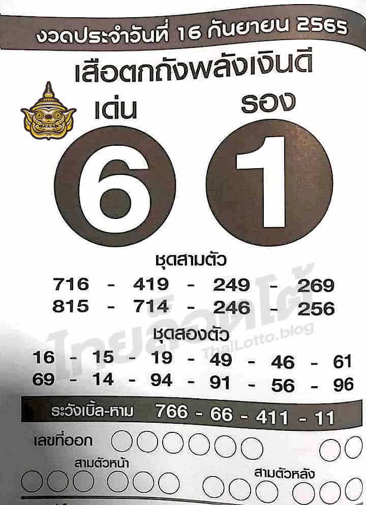 หวยซอง หวยเสือตกถัง-160965
