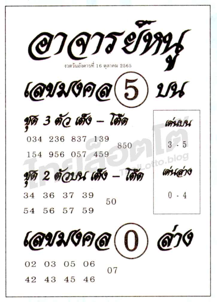 หวยซอง หวยอาจารย์หนู-011165