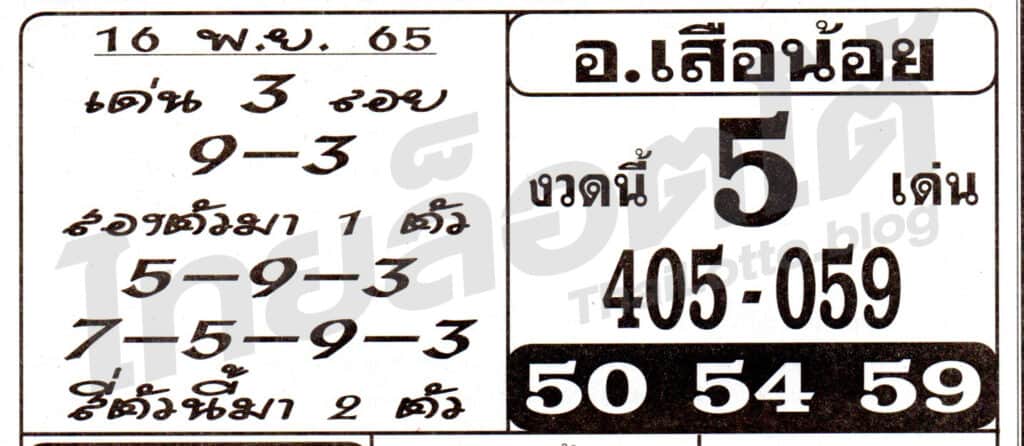 หวยซอง หวยอาจารย์เสือน้อย-161165