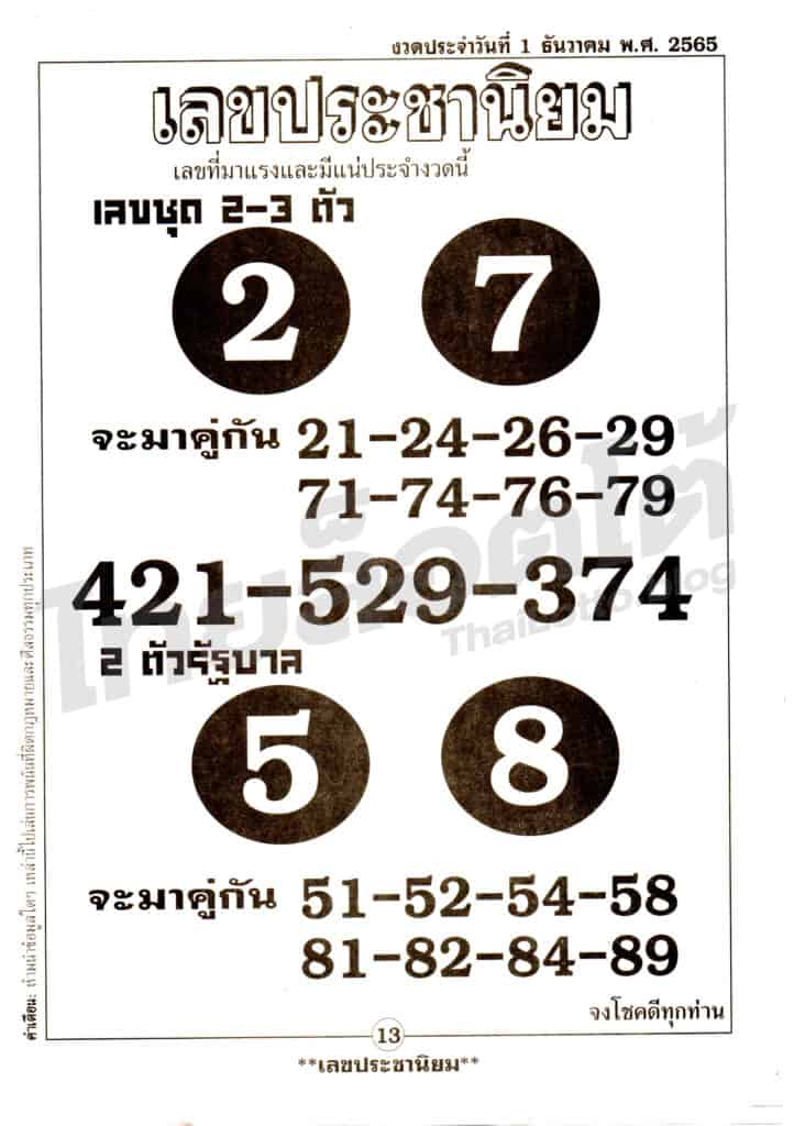 หวยซอง หวยเลขประชานิยม1-011265