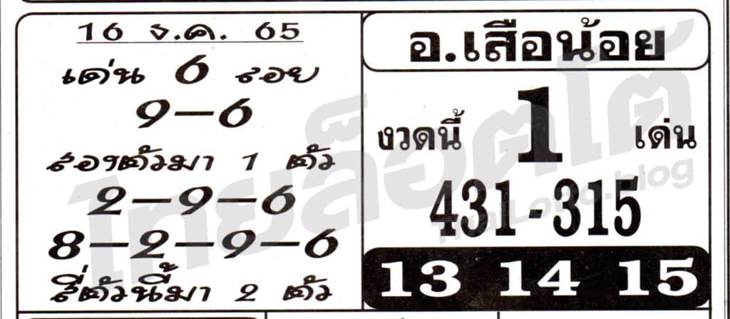 หวยซอง หวยอาจารย์เสือน้อย-161265